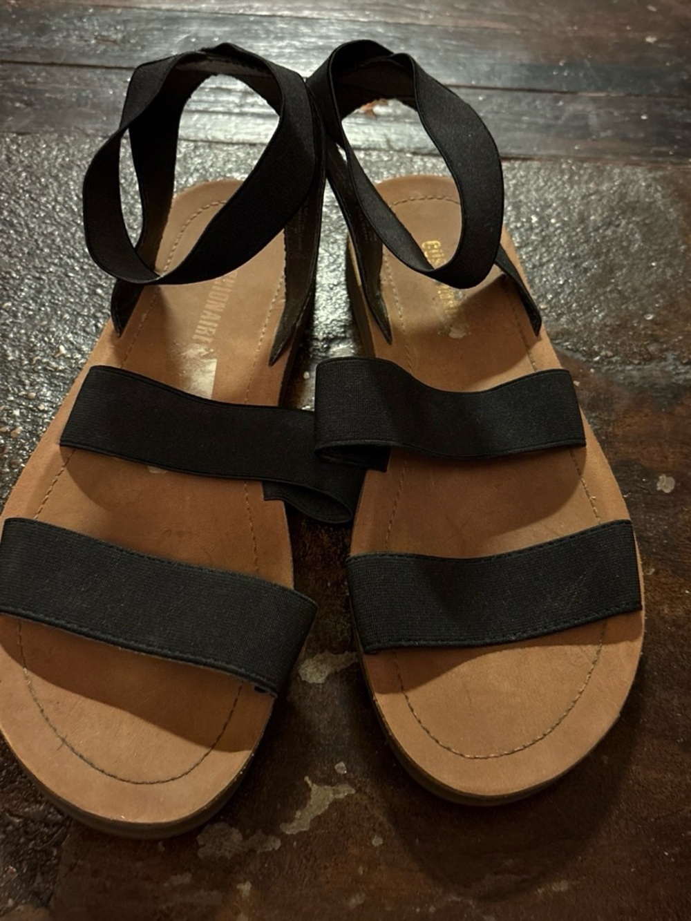 Women’s Black Elastic Strap Flat Sandals